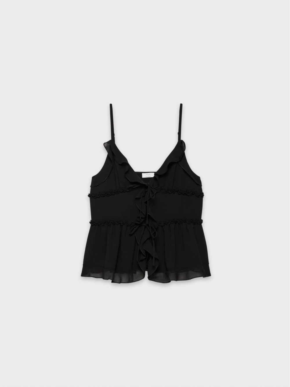 Black Ruffle Tie-Front Cami Top